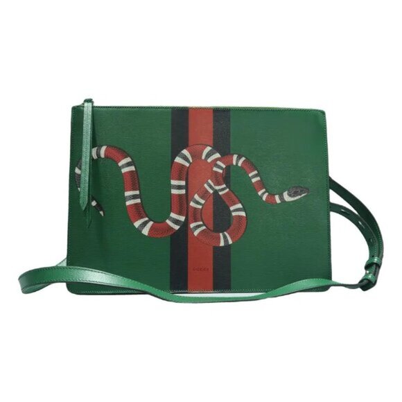 GUCCI Green Leather Shoulder Bag 493-061825